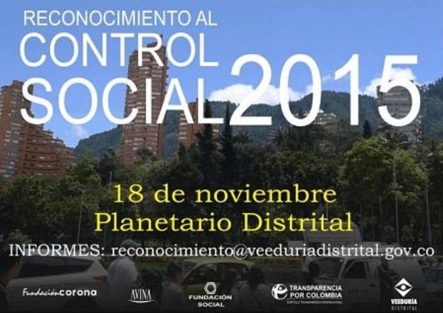 En Bogotá se destacarán los ejercicios de Control Social más innovadores en el cuidado de lo público